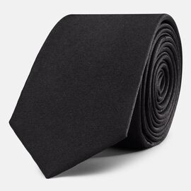 Garin Slim Silk Satin Tie, Black, hi-res